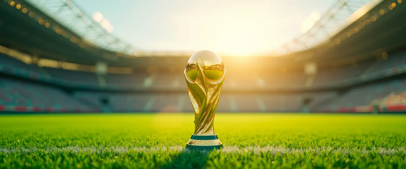 Copa mundial de fútbol en estadio mundualista