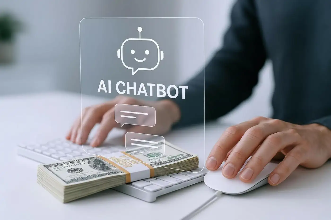 Persona preguntando a chat bot sobre finanzas